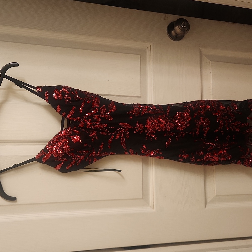 Windsor Red and Black Sequin Mini Dress